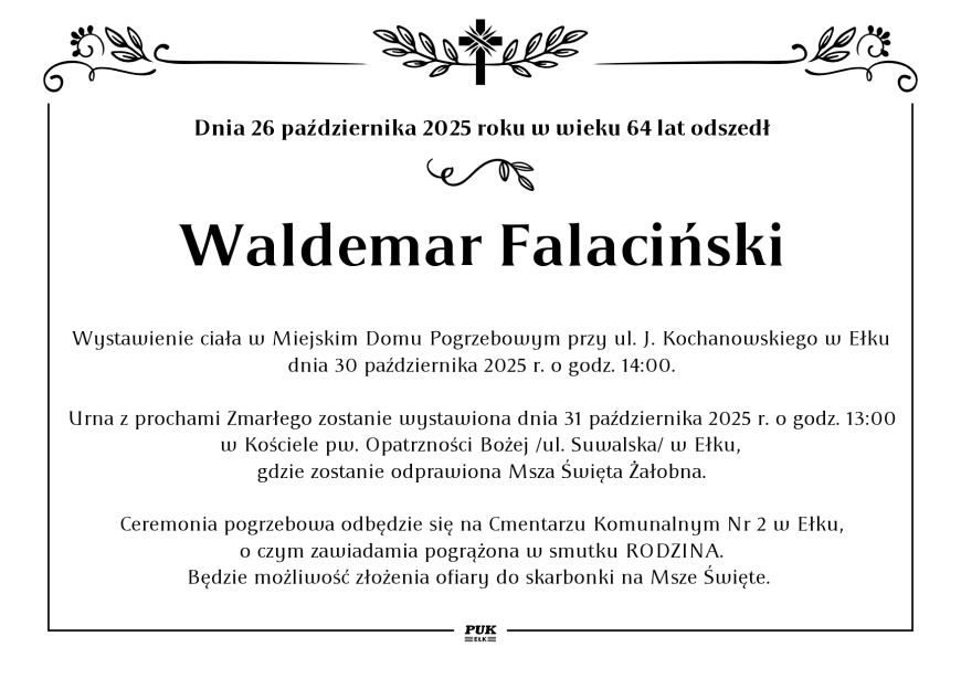 Waldemar Falaciński - nekrolog